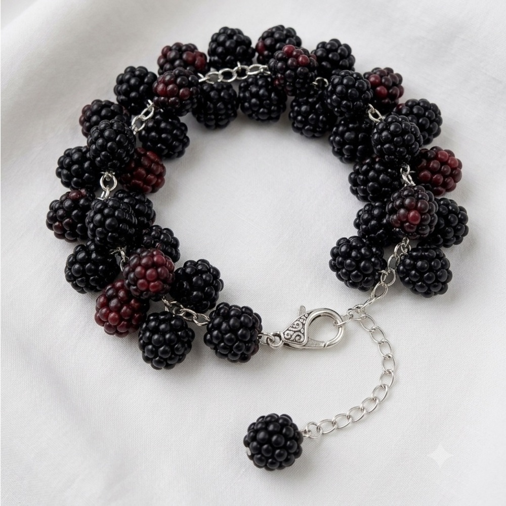 NWT BlackBerry Cluster Charm Bracelet - Adjustable Fit - Handmade